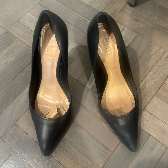 Schutz Black Leather Stiletto Pumps - Picture 2 of 15